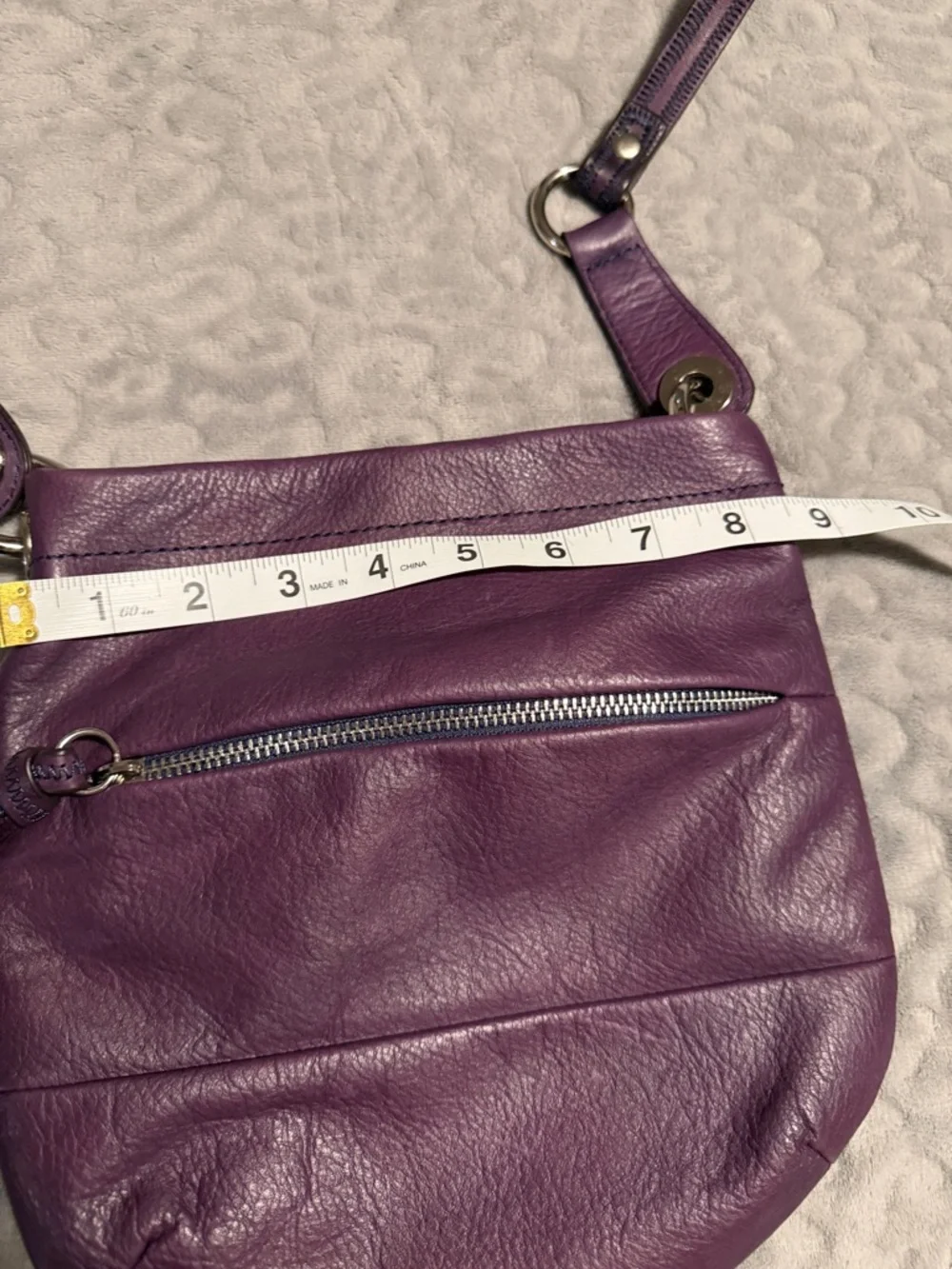 b. makowsky Purple Leather Crossbody with Front Zip